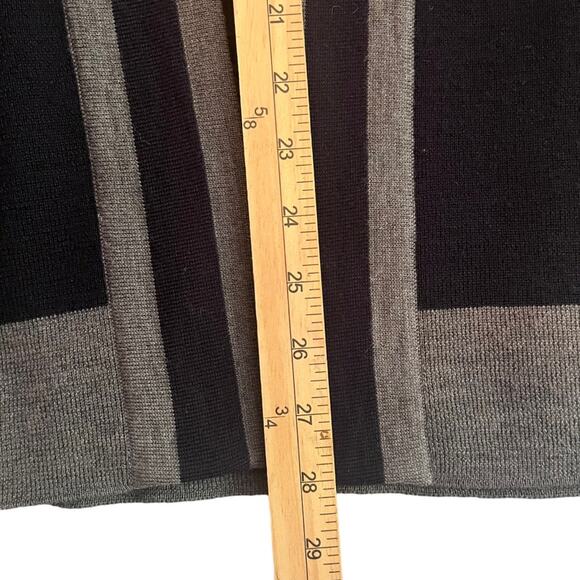 Talbots Merino Wool Open Cardigan Sweater Womens Small Petite Navy Grey Nautical - Picture 9 of 12